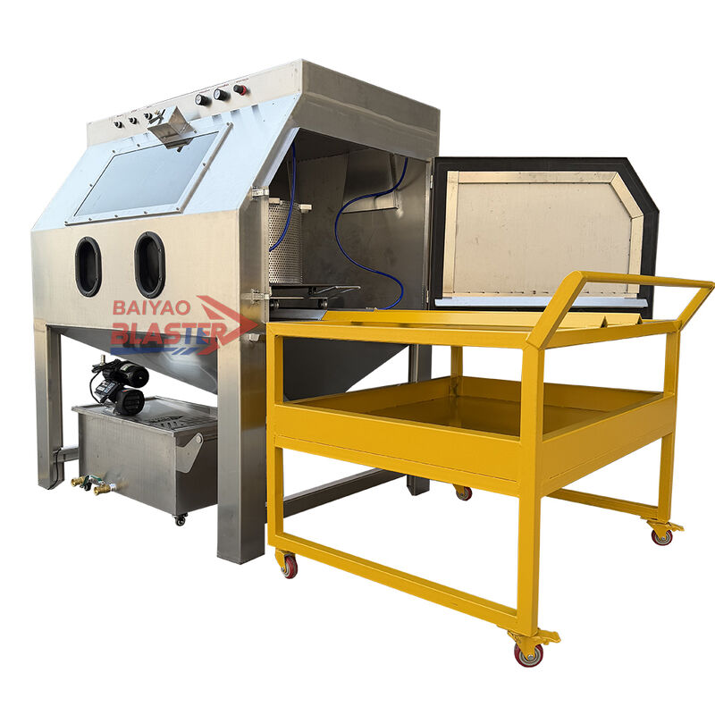 Custom Large Stainless Steel Sandblasting Cabinet with Oversized Viewing Window