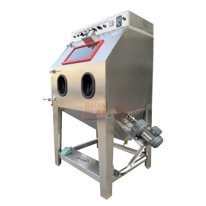Vapor Blasting Machine Batch Sandblasting Of Small Parts: Automatic Tumble Basket Wet Sand Blasting Cabinet