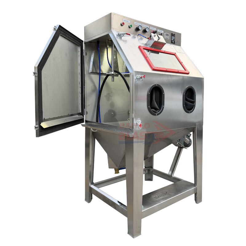 Vapor Blasting Machine Batch Sandblasting Of Small Parts: Automatic Tumble Basket Wet Sand Blasting Cabinet