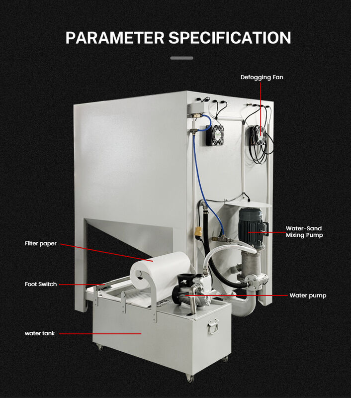 Sandblasting of Alloy Wheel Surfaces Closed Loop Wet Sandblasting Cabinet Dust-free Water Sand Blasting Machine