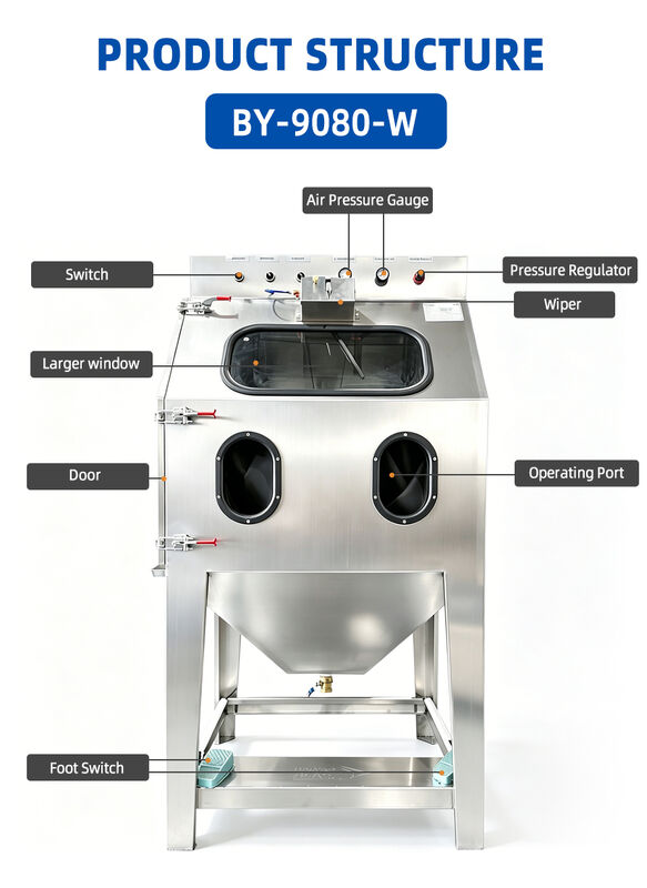 Vapor Blast Cabinet Dustless Water Slurry Blaster for Auto Engine Carbon Deposit Rust Removal Deburring Wet Sandblasting