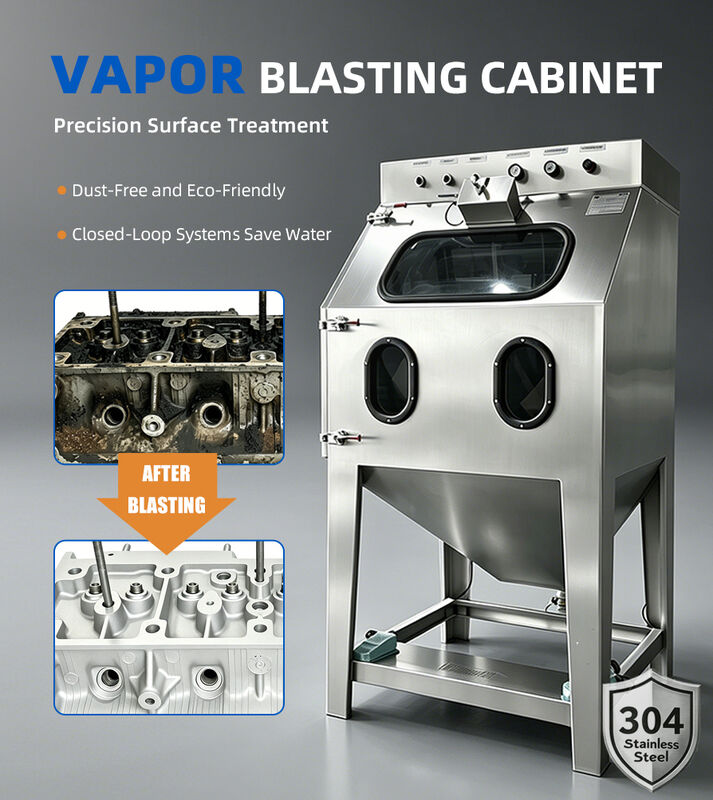 Wet Blasting Cabinet with 100% Dust-Free Design Corrosion-Resistant Build and Adjustable Slurry Control for Precision Cleaning