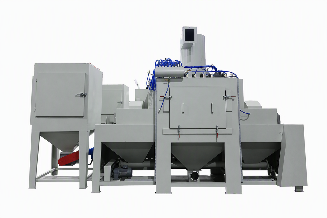 BAIYAOBLASTER 16 Guns Industrial Automatic Conveyor Sandblasting Machine With Dust Collector and Ash Discharge Safety Valve