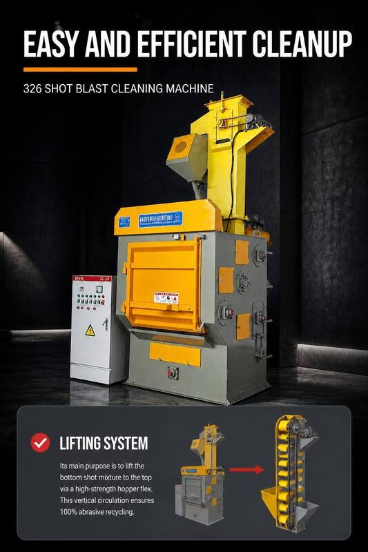Professional 326 Tumble Belt Shot Blasting Machine for Batch Cleaning, Automated Abrasive Recycling System with Dust Collector