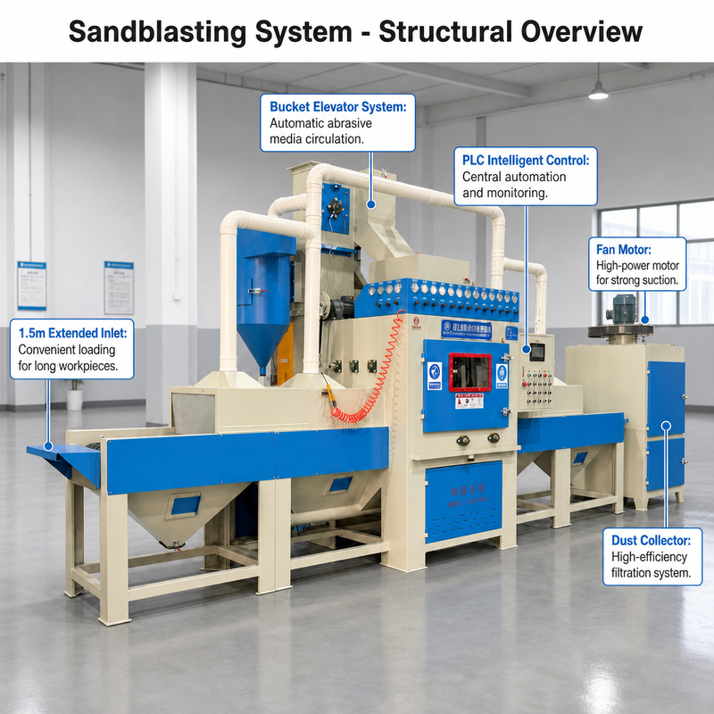 Dustless Automatic Conveyor Sandblasting Machine with High Pressure Cleaning Deflashing Function Motor Core Small Size