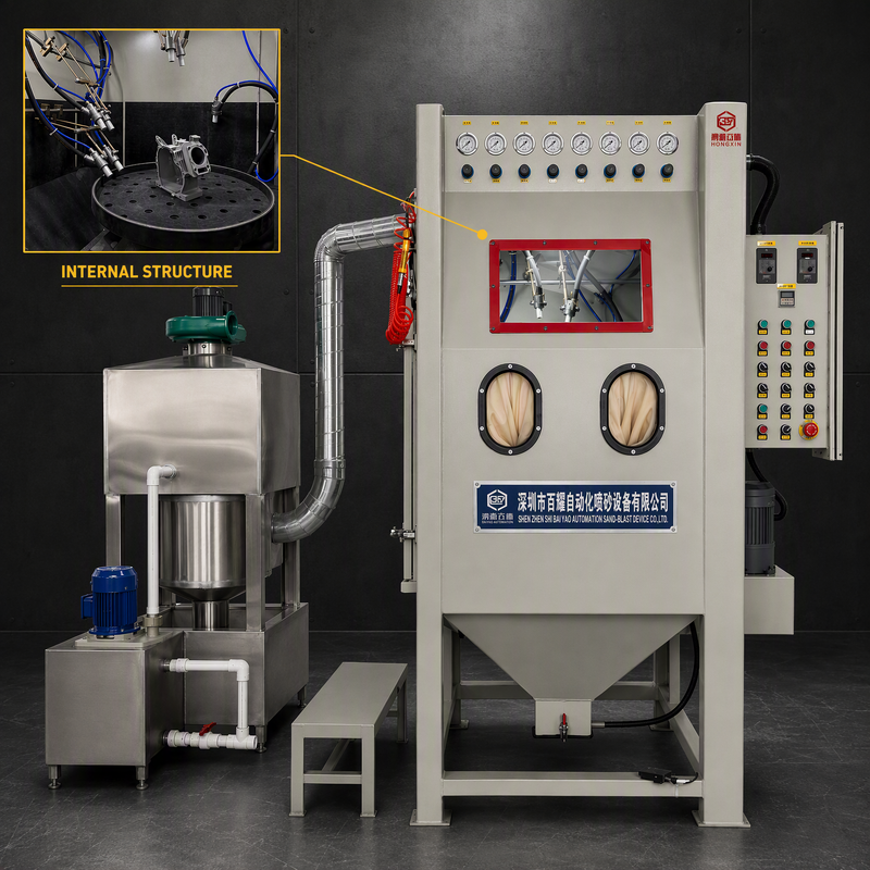 Dustless AutomaticTurntable Sandblasting Machiner Explosion-proof Customizable For Your Workpieces