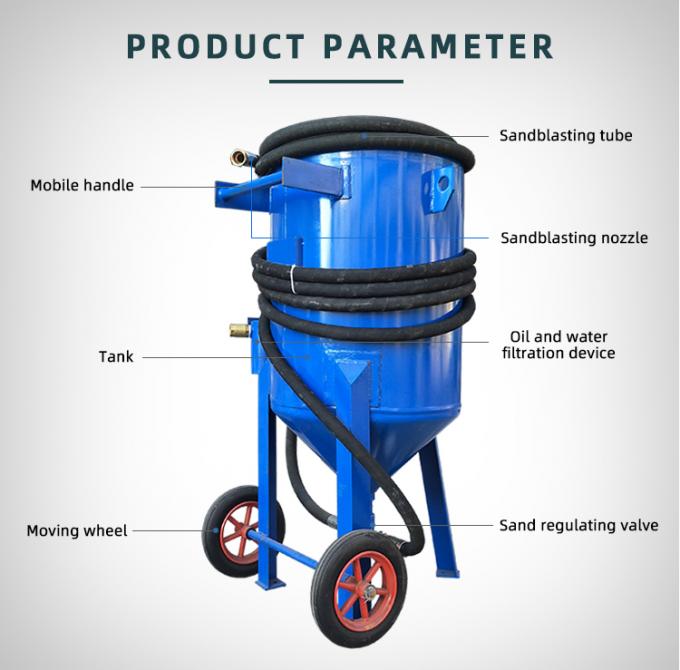 Mobile Handle Portable Sandblasting Machine Wheel Sand Blasting Machine